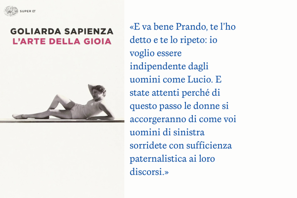 Copertina del libro "L'arte della gioia" con citazione